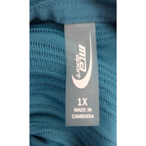 Plus Size Blue Wavy Textured Activewear Hoodie - Size 1X - Picture 5 of 5